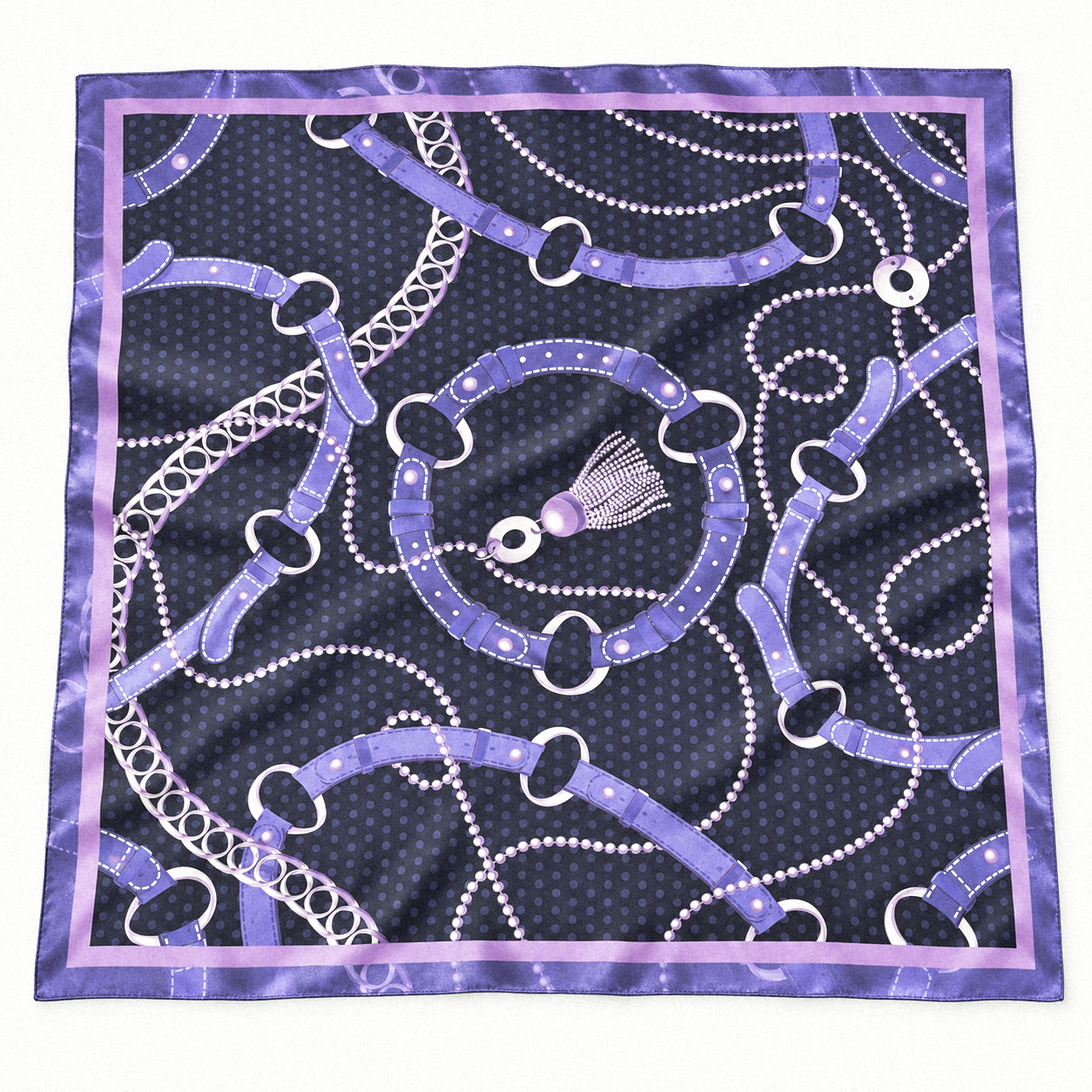 Apaszka 100% poliester 60×60 violet chains