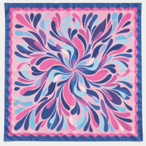 Apaszka 100% poliester 90×90 pink and blue